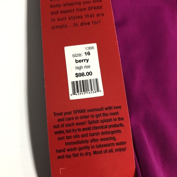 Spanx Core Swimsuit Bottoms Womens 16 Berry Pink High Waisted Go Slimming New - Picture 9 of 12